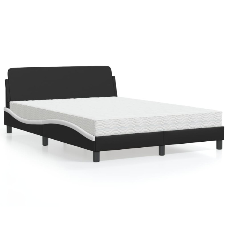 vidaXL Letto con Materasso Nero e Bianco 120x200 cm in Similpelle vidaXL Letto con Materasso Nero e Bianco 120x200 cm in Similpelle