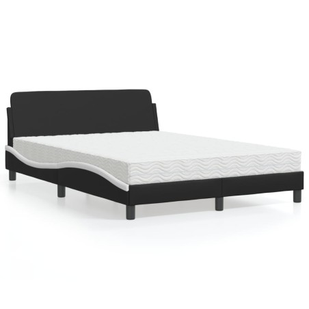vidaXL Letto con Materasso Nero e Bianco 120x200 cm in Similpelle