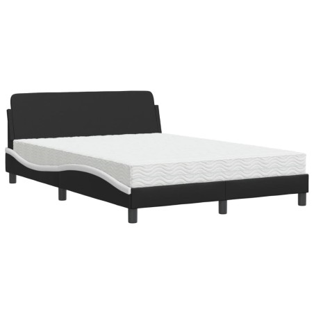 vidaXL Letto con Materasso Nero e Bianco 120x200 cm in Similpelle