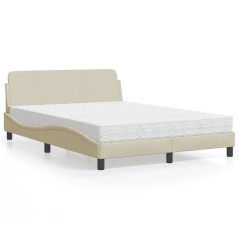 vidaXL Letto con Materasso Crema 140x19 cm in Tessuto
