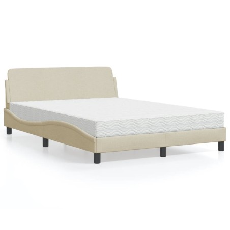 vidaXL Letto con Materasso Crema 140x19 cm in Tessuto