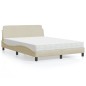 vidaXL Letto con Materasso Crema 140x19 cm in Tessuto