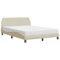 vidaXL Letto con Materasso Crema 140x19 cm in Tessuto
