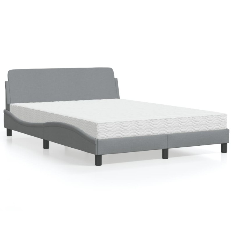 vidaXL Letto con Materasso Grigio Chiaro 140x200cm Tessuto vidaXL Letto con Materasso Grigio Chiaro 140x200cm Tessuto