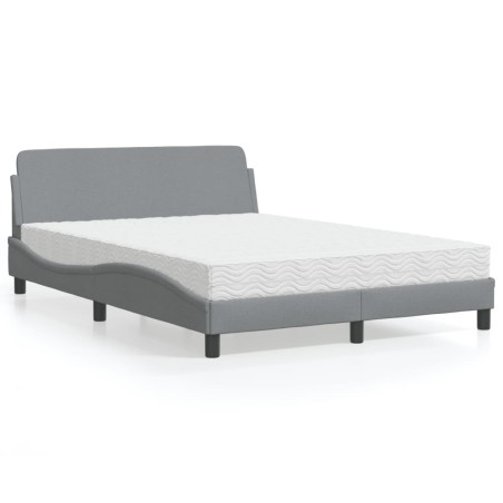 vidaXL Letto con Materasso Grigio Chiaro 140x200cm Tessuto