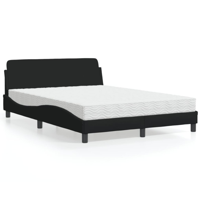 vidaXL Letto con Materasso Nero 140x200 cm in Tessuto vidaXL Letto con Materasso Nero 140x200 cm in Tessuto