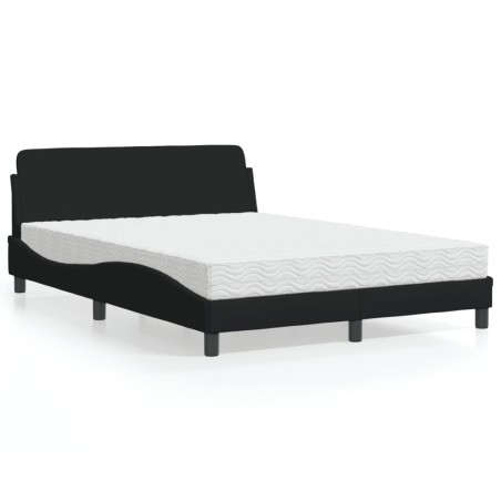 vidaXL Letto con Materasso Nero 140x200 cm in Tessuto