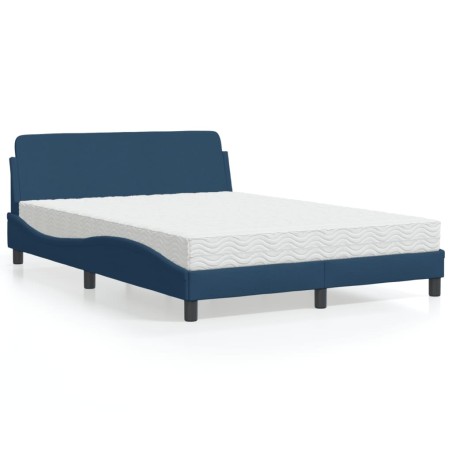 vidaXL Letto con Materasso Blu 140x200 cm in Tessuto