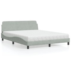 vidaXL Letto con Materasso Grigio Chiaro 160x200 cm in Velluto