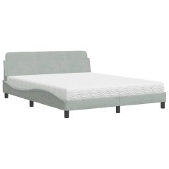 vidaXL Letto con Materasso Grigio Chiaro 160x200 cm in Velluto