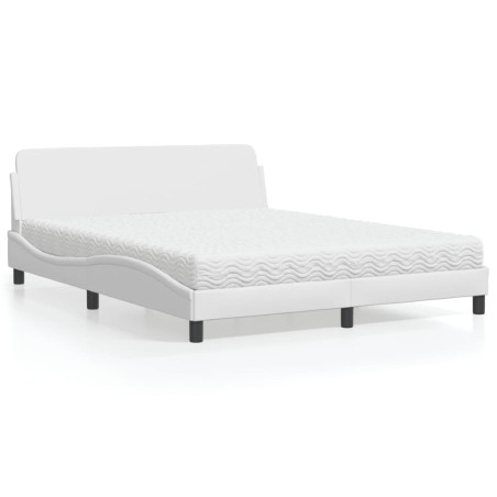 vidaXL Letto con Materasso Bianco 160x200 cm in Similpelle