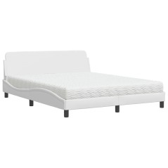 vidaXL Letto con Materasso Bianco 160x200 cm in Similpelle