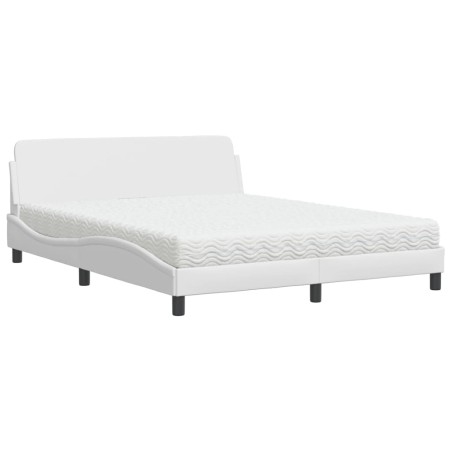 vidaXL Letto con Materasso Bianco 160x200 cm in Similpelle