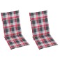 Sedie Giardino 2 pz con Cuscino Rosso a Quadri Massello di Teak Sedie Giardino 2 pz con Cuscino Rosso a Quadri Massello di Teak