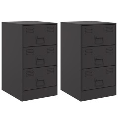 vidaXL Comodini 2 pz Neri 34,5x39x62 cm in Acciaio