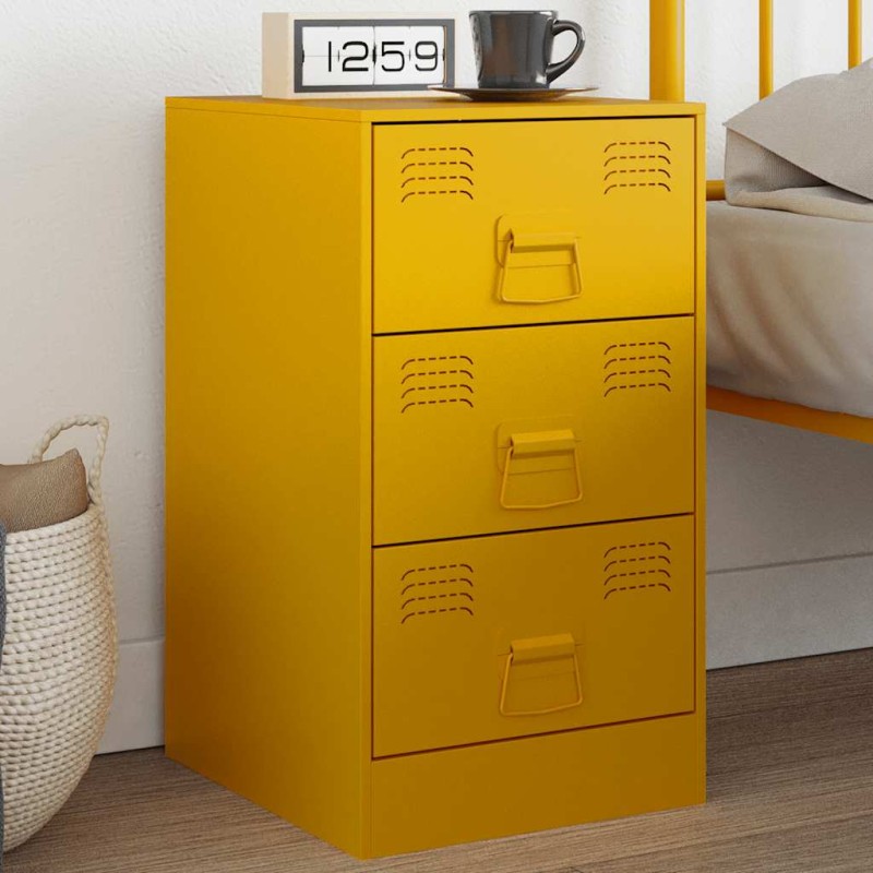 vidaXL Comodino Giallo Senape 34,5x39x62 cm in Acciaio