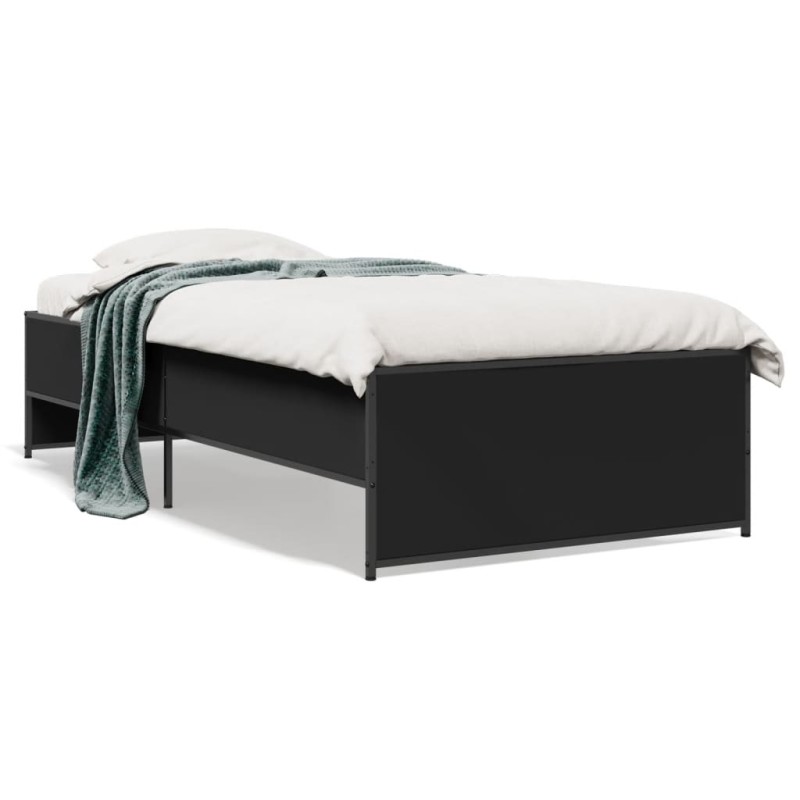 vidaXL Giroletto Nero 100x200 cm in Legno Multistrato e Metallo vidaXL Giroletto Nero 100x200 cm in Legno Multistrato e Metallo