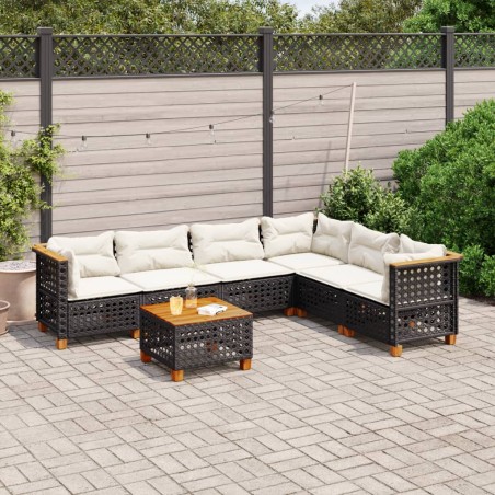 vidaXL Set Divani da Giardino con Cuscini 7pz Nero Polyrattan