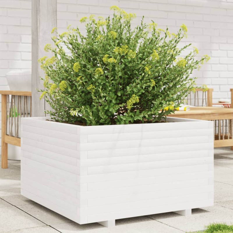 vidaXL Fioriera da Giardino Bianca 80x80x49,5cm Legno Massello di Pino vidaXL Fioriera da Giardino Bianca 80x80x49,5cm Legno Massello di Pino