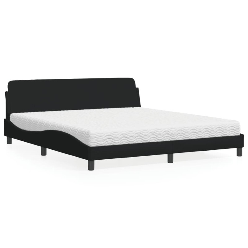 vidaXL Letto con Materasso Nero 180x200 cm in Tessuto vidaXL Letto con Materasso Nero 180x200 cm in Tessuto