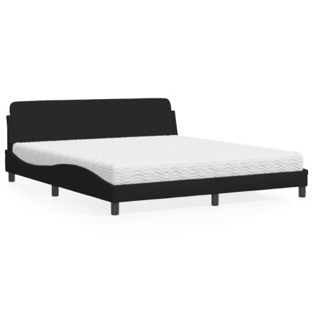 vidaXL Letto con Materasso Nero 180x200 cm in Tessuto