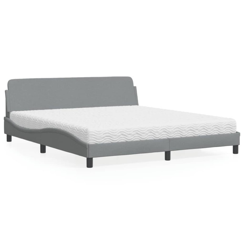 vidaXL Letto con Materasso Grigio Chiaro180x200 cm Tessuto