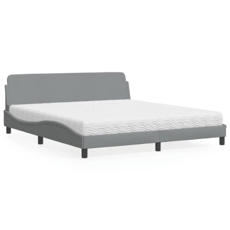 vidaXL Letto con Materasso Grigio Chiaro180x200 cm Tessuto