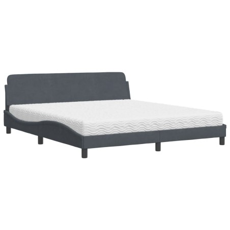 vidaXL Letto con Materasso Grigio Scuro 180x200 cm in Velluto