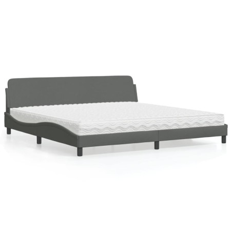 vidaXL Letto con Materasso Grigio Scuro 200x200 cm in Tessuto