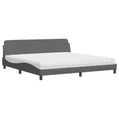 vidaXL Letto con Materasso Grigio Scuro 200x200 cm in Tessuto
