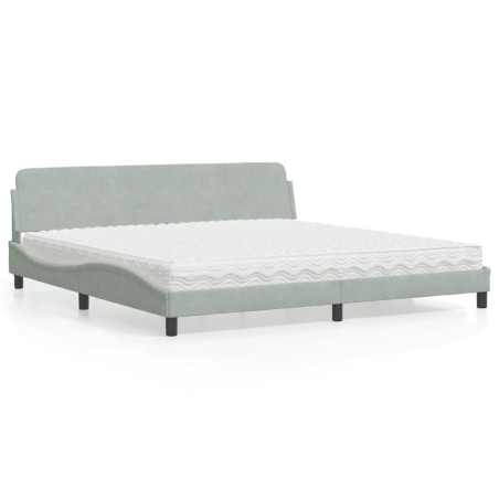 vidaXL Letto con Materasso Grigio Chiaro 200x200cm Velluto