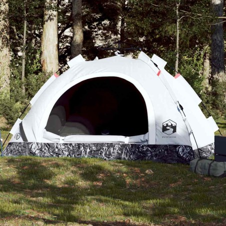 vidaXL Tenda 4 Persone Bianca in Tessuto Oscurante a Rilascio Rapido