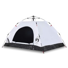 vidaXL Tenda 4 Persone Bianca in Tessuto Oscurante a Rilascio Rapido