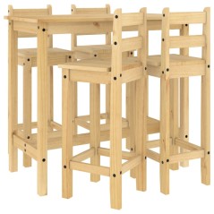 vidaXL Set da Bar 5 pz in Legno Massello di Pino