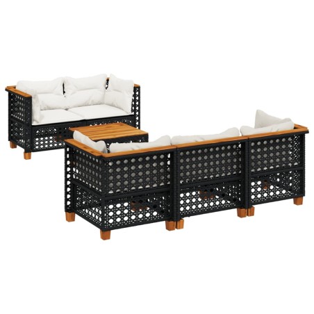 vidaXL Set Divano da Giardino 6 pz con Cuscini Nero in Polyrattan
