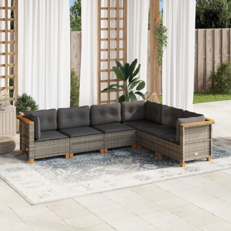 vidaXL Set Divano da Giardino 6 pz con Cuscini Grigio in Polyrattan
