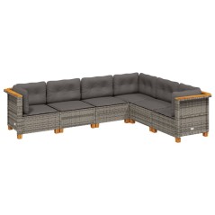 vidaXL Set Divano da Giardino 6 pz con Cuscini Grigio in Polyrattan