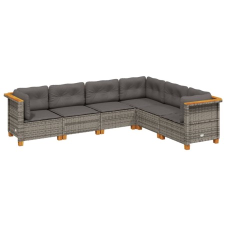 vidaXL Set Divano da Giardino 6 pz con Cuscini Grigio in Polyrattan