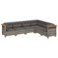 vidaXL Set Divano da Giardino 6 pz con Cuscini Grigio in Polyrattan vidaXL Set Divano da Giardino 6 pz con Cuscini Grigio in Polyrattan