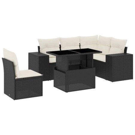 vidaXL Set Divano da Giardino 6 pz con Cuscini Nero in Polyrattan