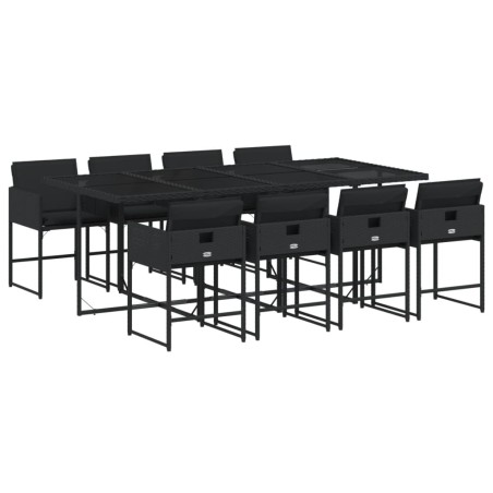 vidaXL Set da Pranzo da Giardino 9 pz con Cuscini Nero in Polyrattan