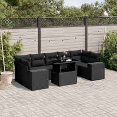 vidaXL Set Divani da Giardino con Cuscini 8 pz Nero in Polyrattan