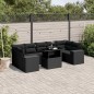 vidaXL Set Divani da Giardino con Cuscini 8 pz Nero in Polyrattan vidaXL Set Divani da Giardino con Cuscini 8 pz Nero in Polyrattan