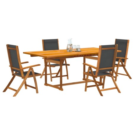vidaXL Set Pranzo da Giardino 5pz Legno Massello di Acacia e Textilene