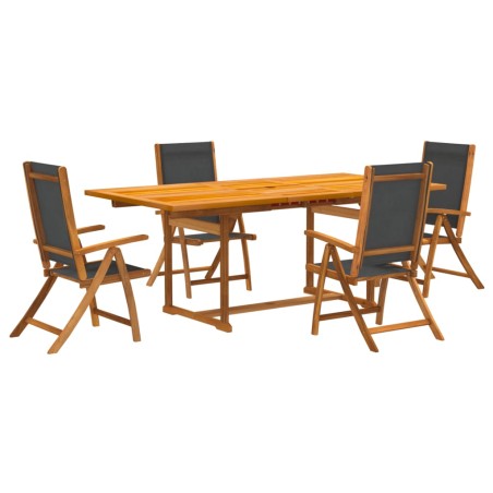 vidaXL Set Pranzo da Giardino 5pz Legno Massello di Acacia e Textilene