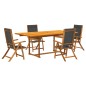 vidaXL Set Pranzo da Giardino 5pz Legno Massello di Acacia e Textilene vidaXL Set Pranzo da Giardino 5pz Legno Massello di Acacia e Textilene