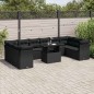 vidaXL Set Divani da Giardino 11 pz con Cuscini in Polyrattan Nero vidaXL Set Divani da Giardino 11 pz con Cuscini in Polyrattan Nero