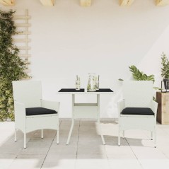 vidaXL Set da Pranzo da Giardino 3 pz con Cuscini Polyrattan e Vetro
