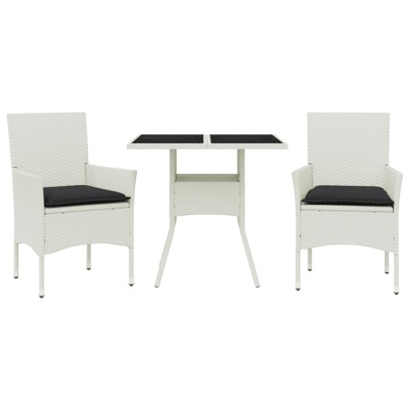 vidaXL Set da Pranzo da Giardino 3 pz con Cuscini Polyrattan e Vetro