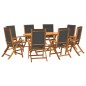 vidaXL Set Pranzo da Giardino 9pz Legno Massello di Acacia e Textilene vidaXL Set Pranzo da Giardino 9pz Legno Massello di Acacia e Textilene